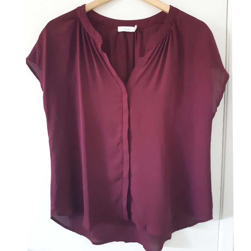 Lush wine hi-low Semi-sheer blouse size small